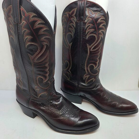 Laredo Mens Black And Burgundy Leather Cowboy Boots Size US 9.5 D main image 10